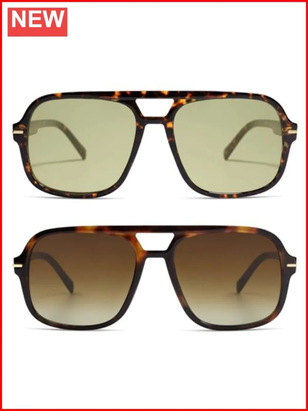 Retro Square Aviator Sunglasses Oversized Vintage Sun Glasses